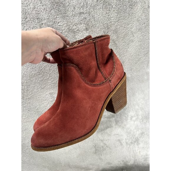 Sofft Women’s 11 Taylie Spice Red Suede Leather Casual Zip Ankle Boots Cowboy - Picture 5 of 8